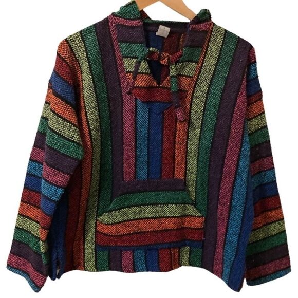 ART-MAZ Vintage Rainnbow Woven hoodie sweater Medium - Picture 1 of 5